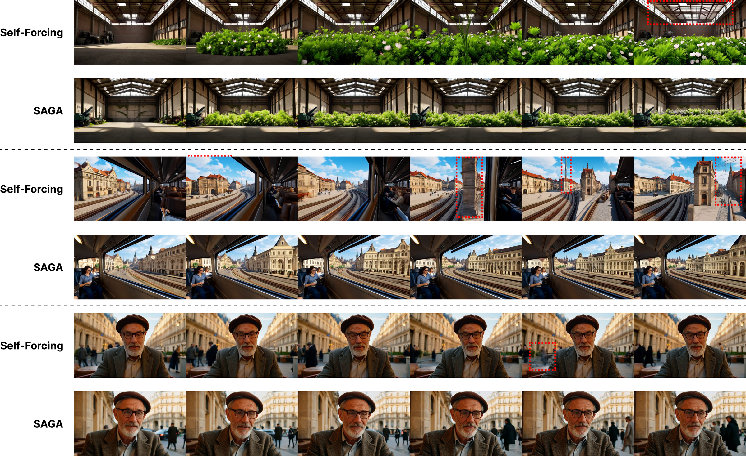 Qualitative frame comparison grid